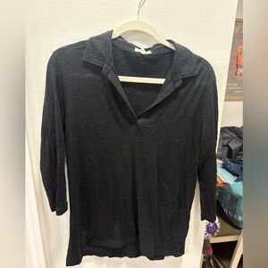 Goldie Black Women's Top 3/4 sleeve black polo